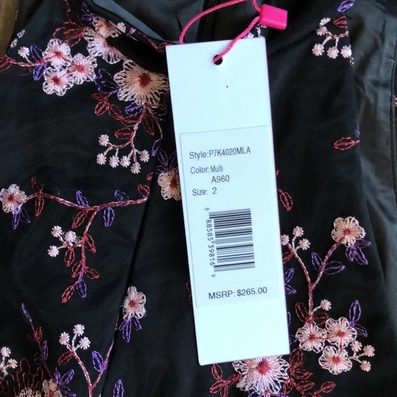 Parker Luana Black Floral Embroidered Halter Mini Dress 2 NEW - Picture 9 of 11